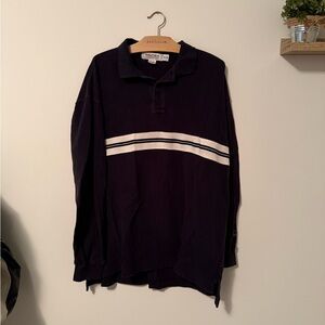 Vtg Y2K Nautica Competition Long Sleeve Rugby Style Striped Polo Shirt